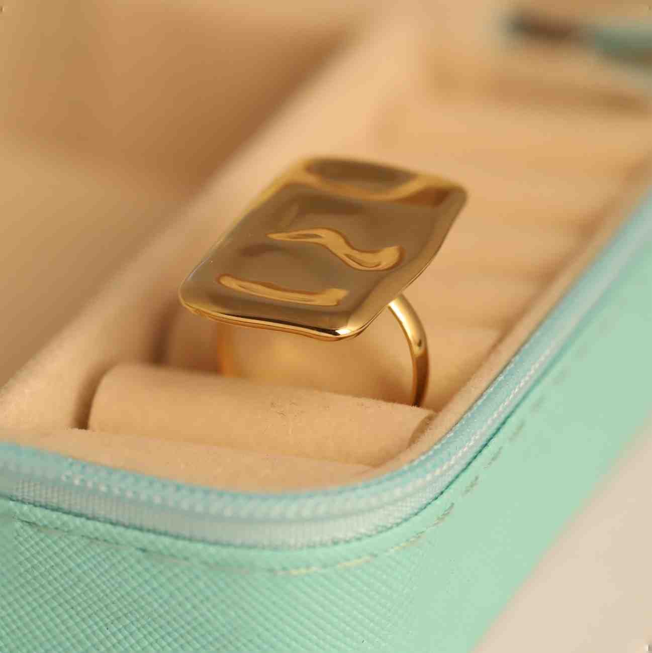 Bold Gold-Plated Rectangle Statement Ring